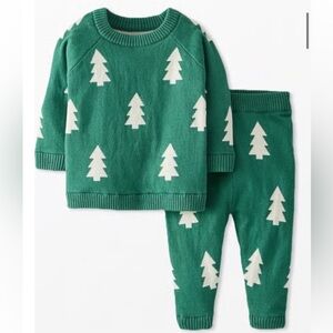 Green Tree Pattern Sweater and Pants Set